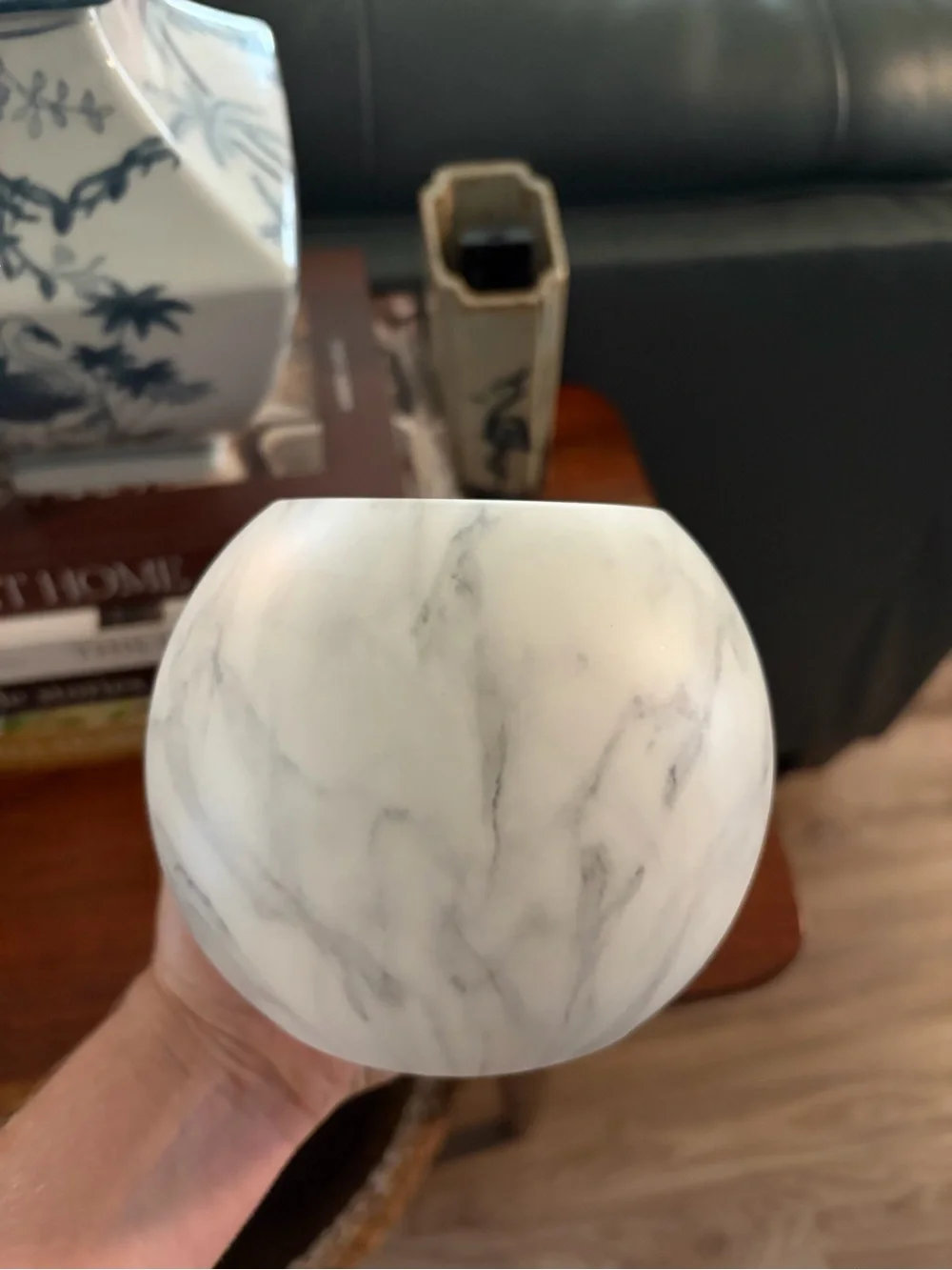 Bath & Body Works White Marble Globe Pedestal Candle Holder - Home Accents